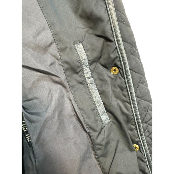 Cole Haan Womens Quilted Jacket Thermore Insulated Lamb Skin Trim Size S Black - Picture 6 of 13